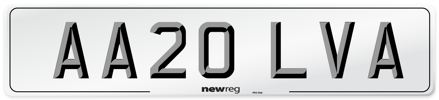 AA20 LVA Number Plate from New Reg